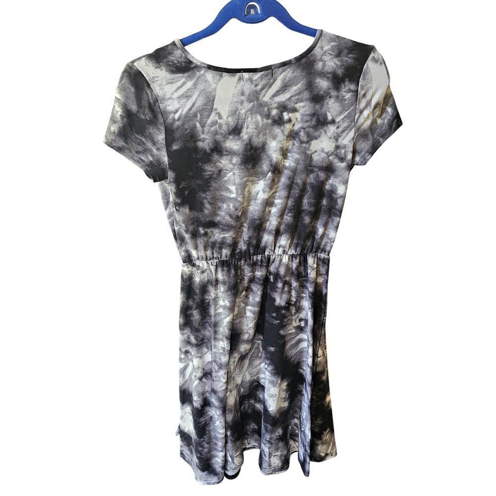 Derek Heart Black & White Tie Dye Wrap Dress - Short Sleeve - Size S - Picture 4 of 6